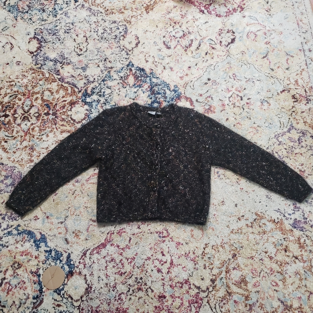 Paul Et Duffier 90s Vintage Mohair Blend Cardigan Chunky Sweater Size Small